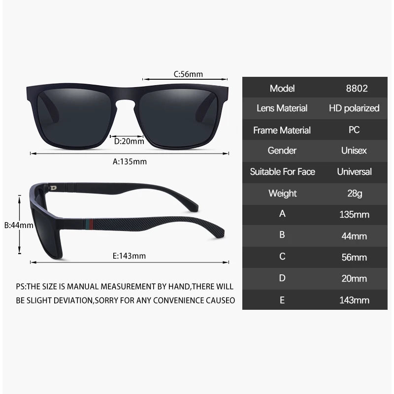 Men Square Vintage Polarized Sunglasses