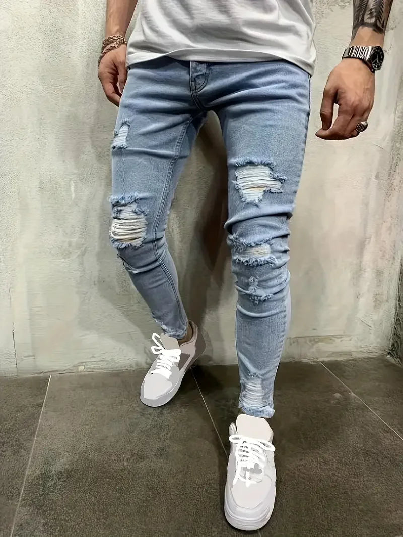 Men'S Streetwear Style Ripped Jeans