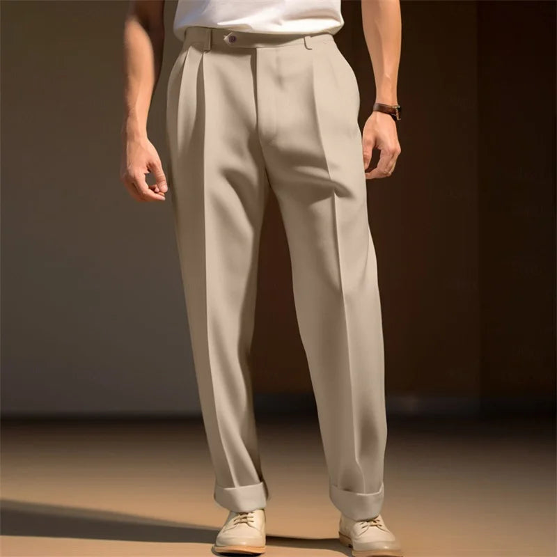 Solid Color Flat Classic Pant